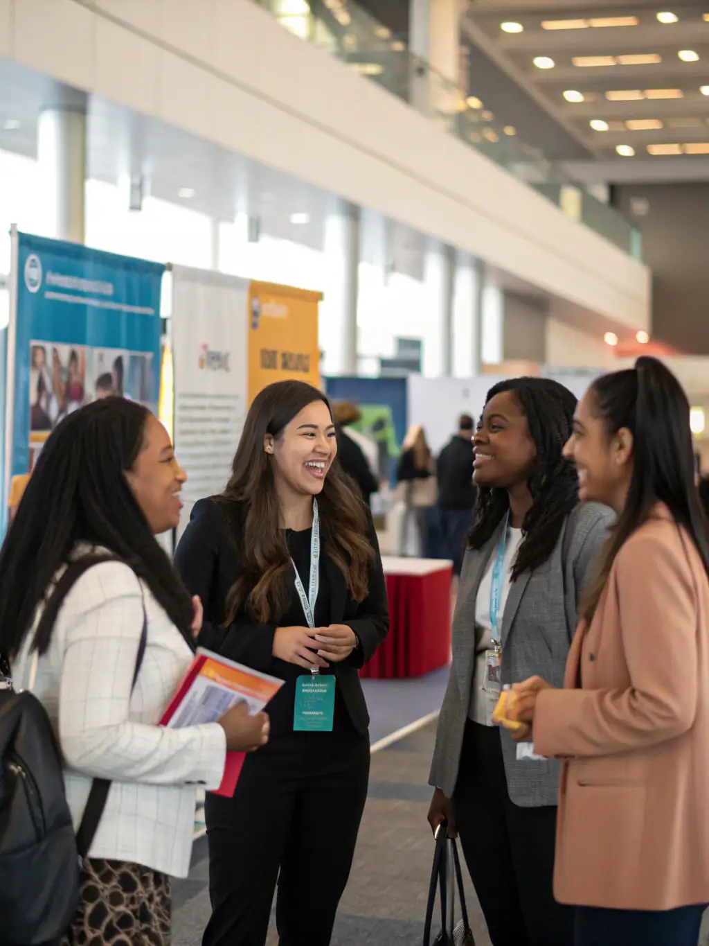 An image showcasing a diverse group of e-commerce professionals networking at a conference, symbolizing the community and support offered through the Enterprise Package.